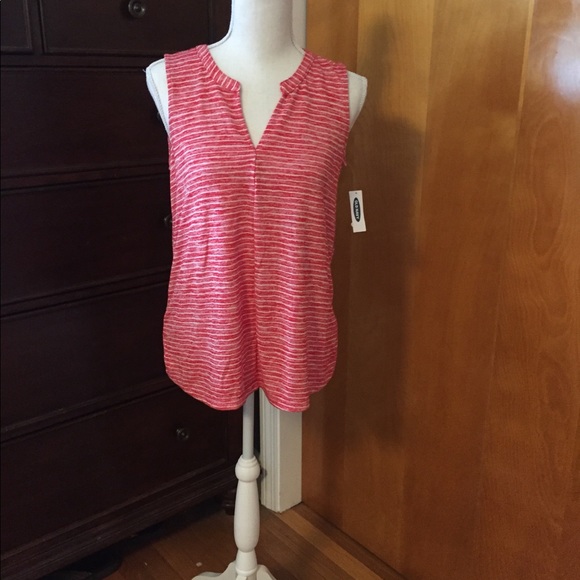 Old Navy Tops - Old Navy, XS sleeveless, red/white shirt